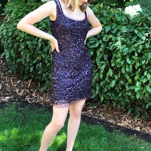 Purple sequin cocktail dress